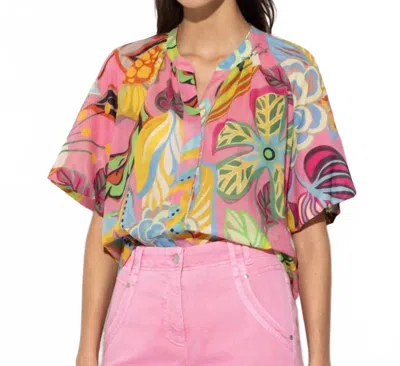 Luisa Cerano Caribbean Print Blouse In Pink Multi In Multi