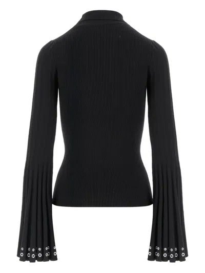 钟形袖缀饰毛衣