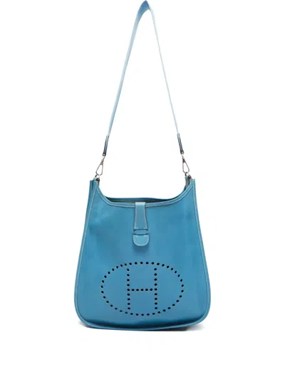Pre-owned Hermes 2006 Evelyne Shoulder Bag In Blue