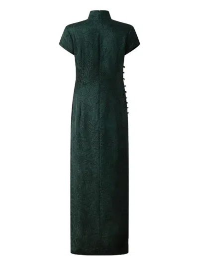 Shanghai Tang Jacquard-pattern Maxi Dress In Green