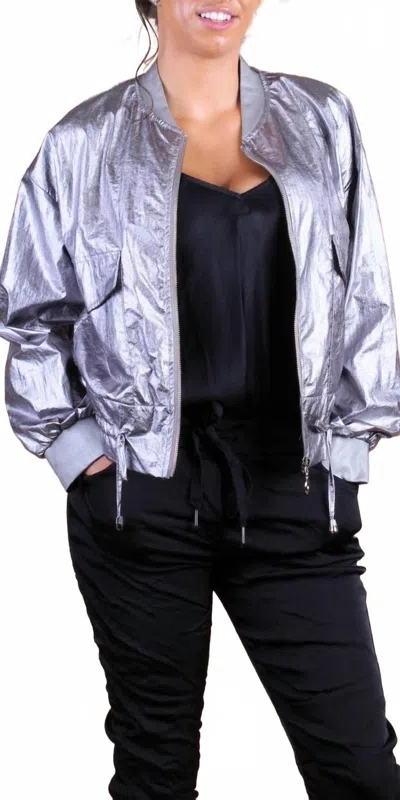 Gigi Moda Ornella Bomber Jacket In Silver In Silver