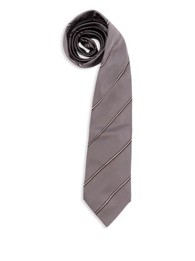 Brunello Cucinelli Pointed Tip Diagonal Stripes Silk Tie In Multi