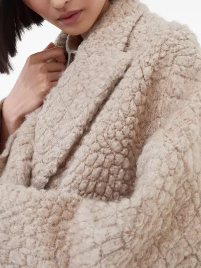 Brunello Cucinelli Boucle Double-breasted Coat Sequin Embellishment In Neutral