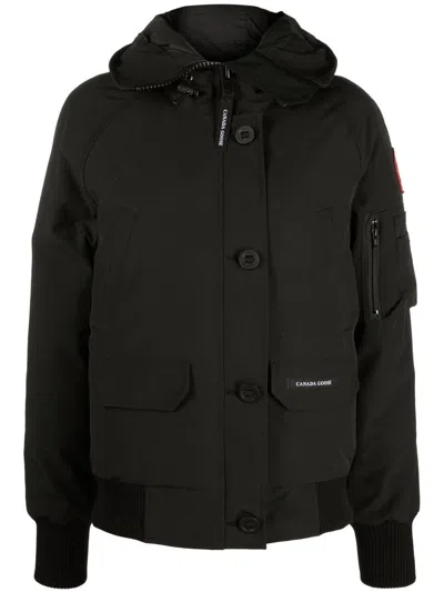 Canada Goose Chilliwack Hooded Shell Down Bomber Jacket In Black