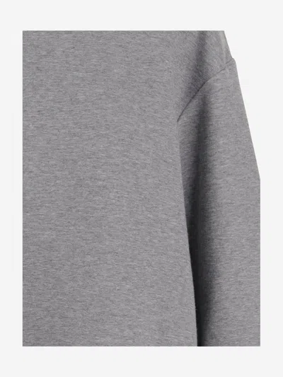 Carven Cotton Blend Sweatshirt With Contrasting Cuffs In Gray