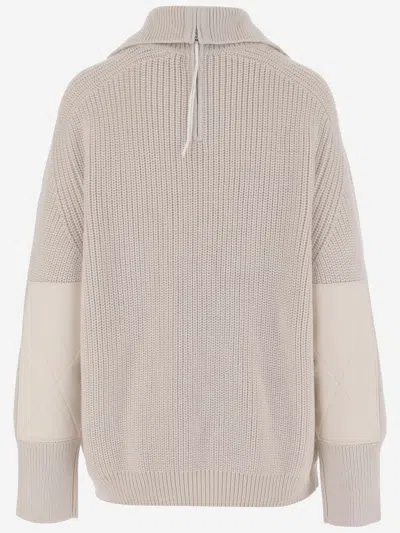 Carven Wool Zip-up Sweater In Neutral