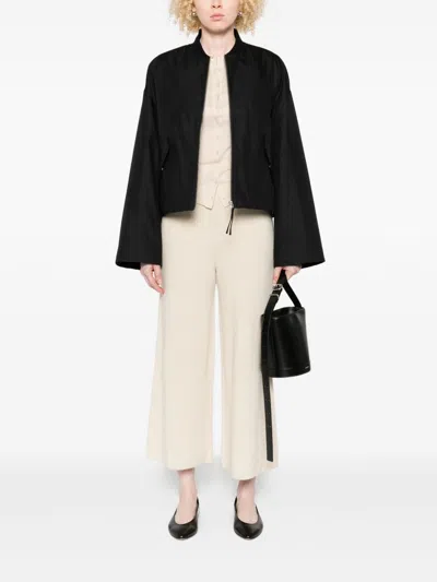 Closed Black Zip-front Flap-pocket Jacket In Black