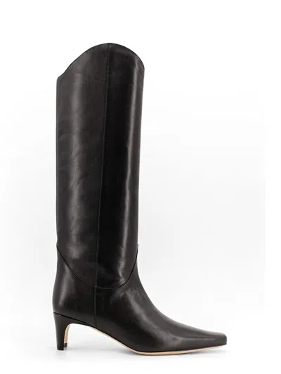 Staud Western Wally 50 Leather Knee-high Boots In Black