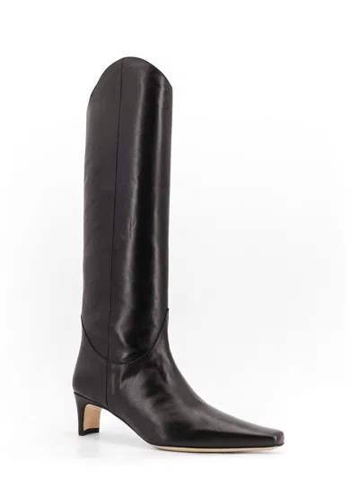 Staud Western Wally 50 Leather Knee-high Boots In Black
