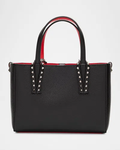 Christian Louboutin Cabata Mini Tote Bag In Leather With Spikes In Black