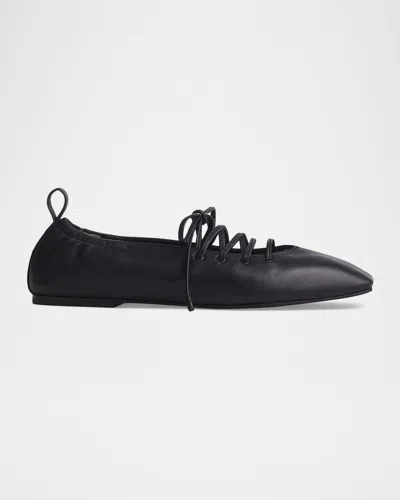 Rag & Bone Sophia Lace-up Leather Ballerina Flats In Black