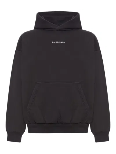Balenciaga Relaxed-fit Cotton Hooded Sweatshirt With Design In Black