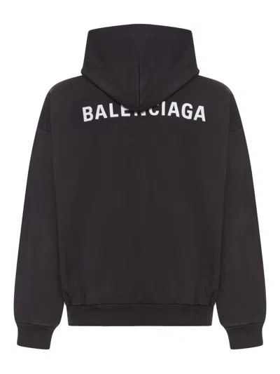 Balenciaga Relaxed-fit Cotton Hooded Sweatshirt With Design In Black