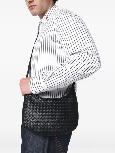 Bottega Veneta Brown Veneto Crossbody Bag In Black