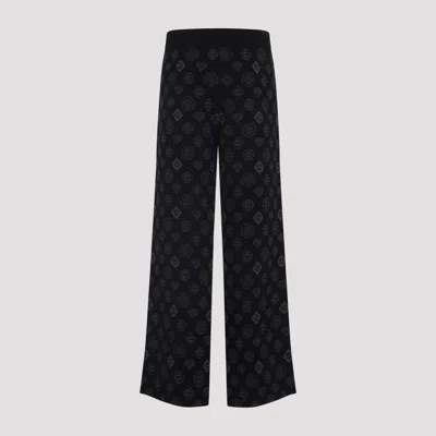 Casablanca Black Jacquard Trousers With Grey Logo Pattern In Black