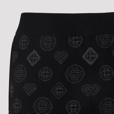 Casablanca Black Jacquard Trousers With Grey Logo Pattern In Black