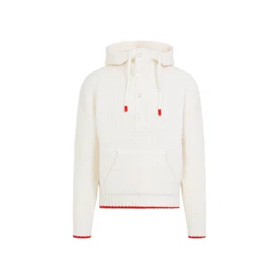 Casablanca Waffle Texture Hoodie With Tonal Hood In White