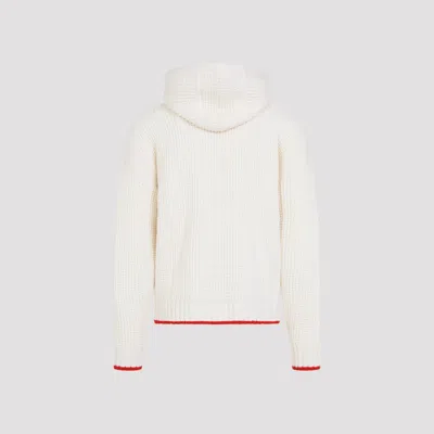 Casablanca Waffle Texture Hoodie With Tonal Hood In White