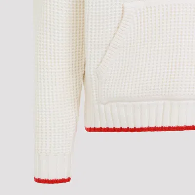 Casablanca Waffle Texture Hoodie With Tonal Hood In White