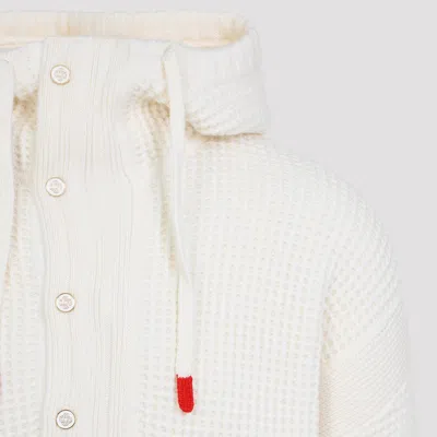 Casablanca Waffle Texture Hoodie With Tonal Hood In White