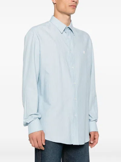 Celine Men Cotton Shirt In Blue