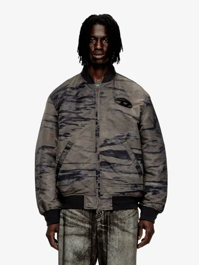 Diesel Mens J-kepes Logo-plaque Nylon Bomber Jacket 02 In Neutral