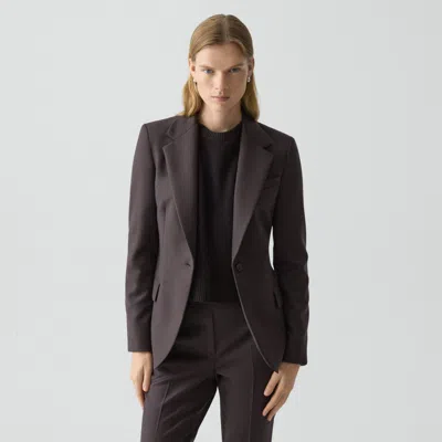 Theory Lynnia Sleek Virgin Wool Blazer In Burgundy