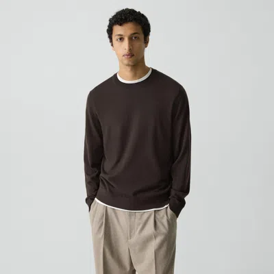 Theory Crewneck Sweater In Regal Wool In Brown