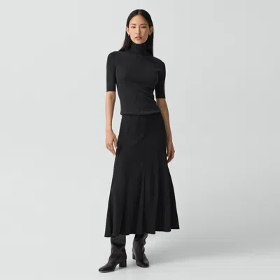 Theory Fluted Seam Skirt In Crepe Jersey In Gold