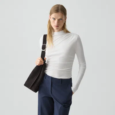Theory Mock Neck Top In Soft Rib In White