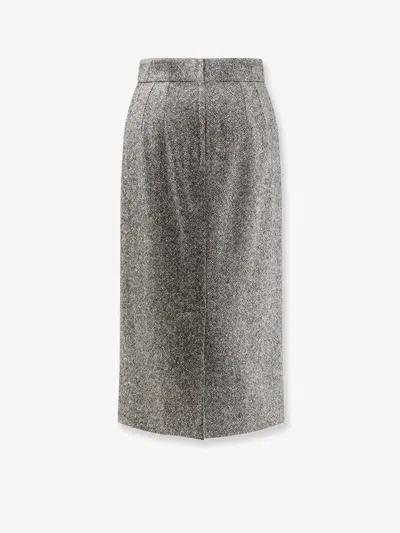 Dolce & Gabbana High-waisted Textured Midi Pencil Skirt In Gray
