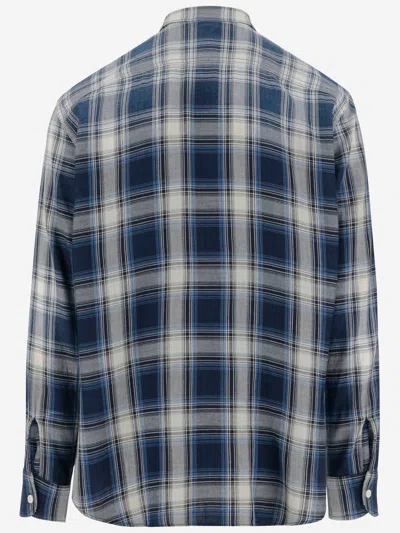 Dsquared2 Checked Pattern Shirt With Pockets And Collar In Blue