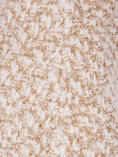 Fabiana Filippi Textured Midi Skirt With Fringe And Sequins In Neutral