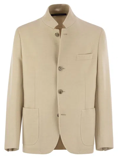 Fedeli Damon Double Flanel Cashmere Blazer In Neutral