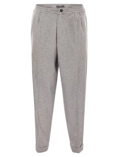 Fedeli Harvard Soft Cashmere Flannel Trousers In Gray