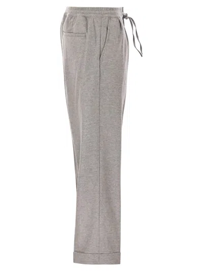 Fedeli Harvard Soft Cashmere Flannel Trousers In Gray