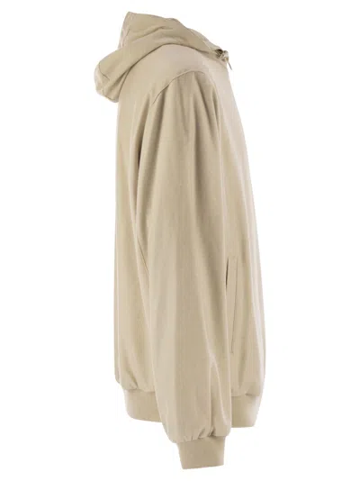 Fedeli Reversible Bomber Jacket With Hood In Cashmere Flannel And Airstop In Neutral