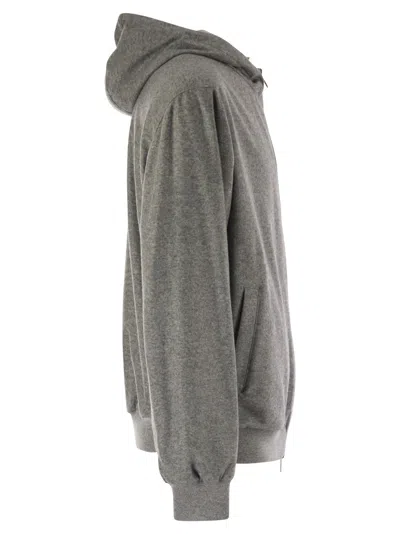 Fedeli Reversible Bomber Jacket With Hood In Cashmere Flannel And Airstop In Gray