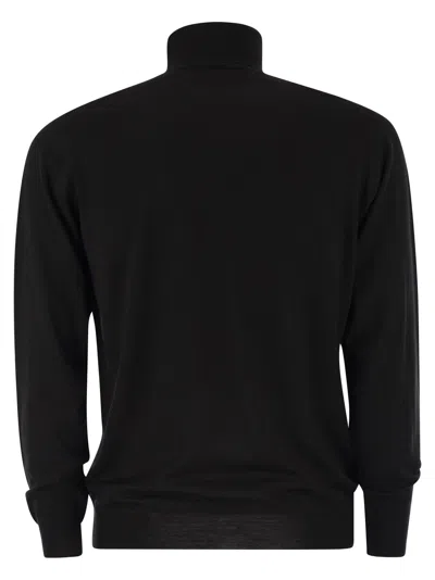 Fedeli Superfine Wool Turtleneck Derby In Black