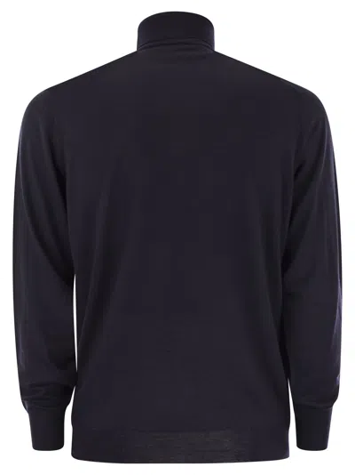 Fedeli Wool And Cashmere Turtleneck Jumper In Blue