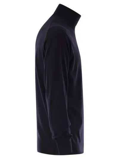 Fedeli Wool And Cashmere Turtleneck Jumper In Blue