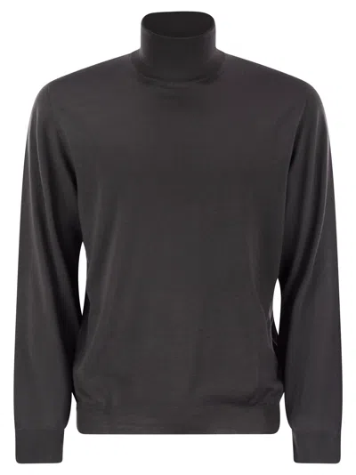 Fedeli Superfine Wool Turtleneck Derby In Black