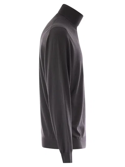 Fedeli Superfine Wool Turtleneck Derby In Black