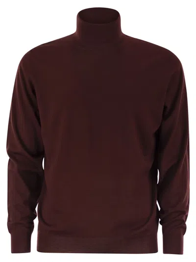 Fedeli Superfine Wool Turtleneck Derby In Burgundy