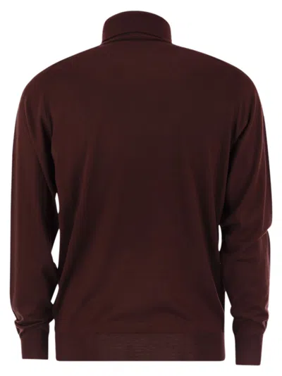Fedeli Superfine Wool Turtleneck Derby In Burgundy