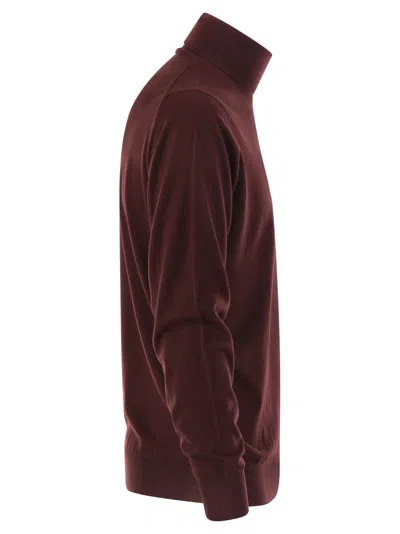 Fedeli Superfine Wool Turtleneck Derby In Burgundy