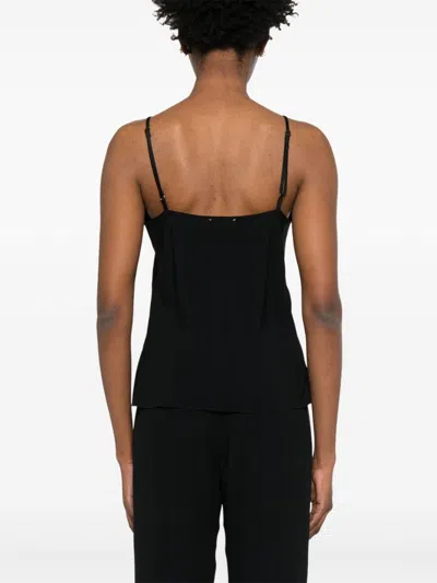 Forte Forte Satin V-neck Sleeveless Top And Straps In Black