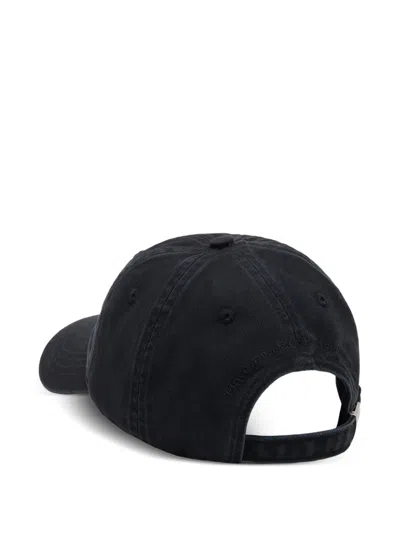 Ganni Women Puppy Organic Cotton Baseball Cap In Black