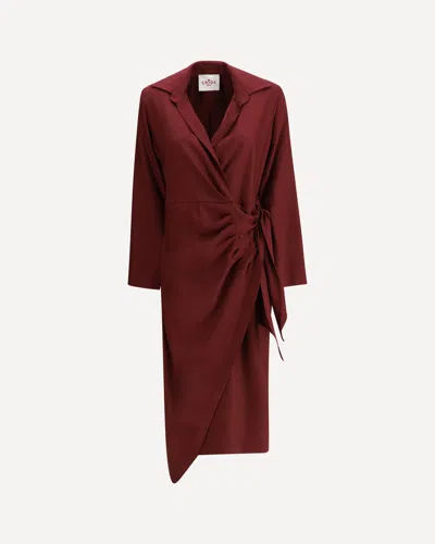 Crida Milano Bordeaux Silk Casual Dress In Burgundy