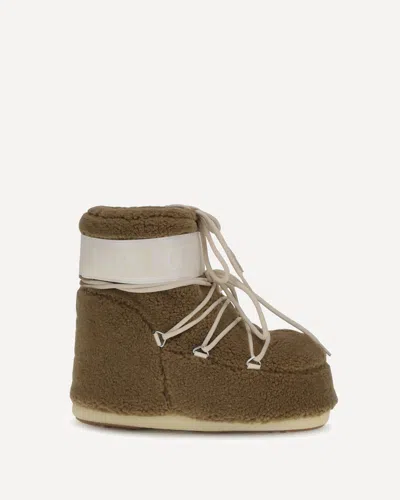 Moon Boot Icon Low Nylon-trimmed Fleece Snow Boots In Brown